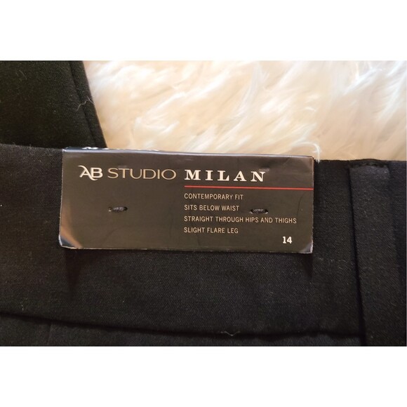 AB Studio NWT Milan Black Low-Rise Subtle Flare Leg Stretch Dress Pants, Size 14 - Picture 6 of 7
